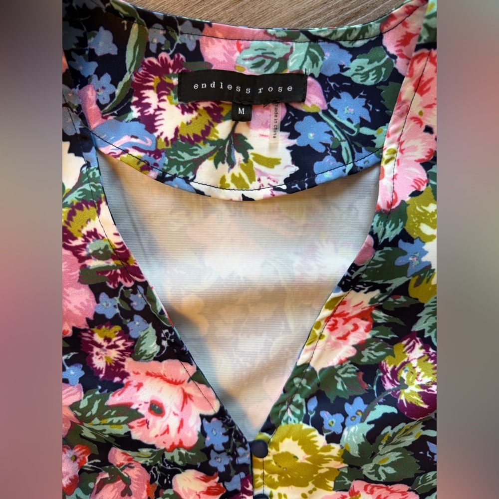 Endless Rose Multicolor Floral Peplum Blouse - Picture 2 of 6